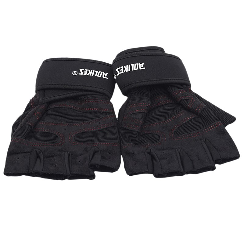 Gym Fitness Gloves Power Weight Lifting Women Men Crossfit Workout Bodybuilding Half Finger Hand Protector: 1 / L