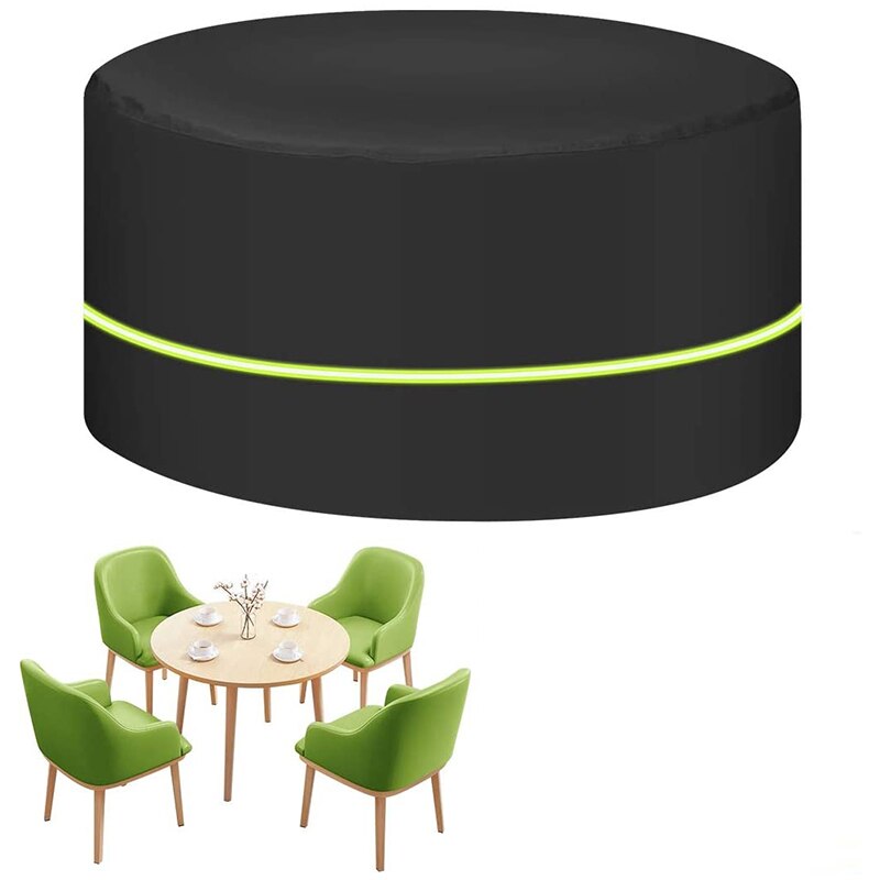 Garden Furniture Dust Cover Waterproof Round Garden Table Cover, Terrace Furniture Cover with Reflective Tape