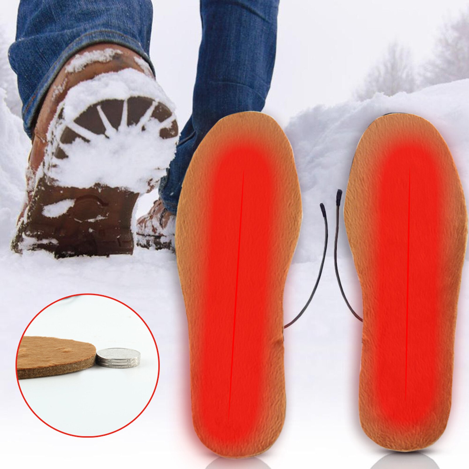 3 Temperature Level Rechargeable Heated Insole Comfortable Can Be Cut Heated Insole Usb Remote Control Wireless Foot Warmer d1