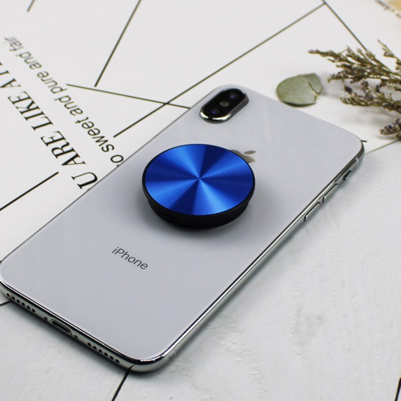 1 pçs placa de metal bolso redondo telefone móvel dobrável suporte de estiramento suporte do telefone suporte: folding Blue