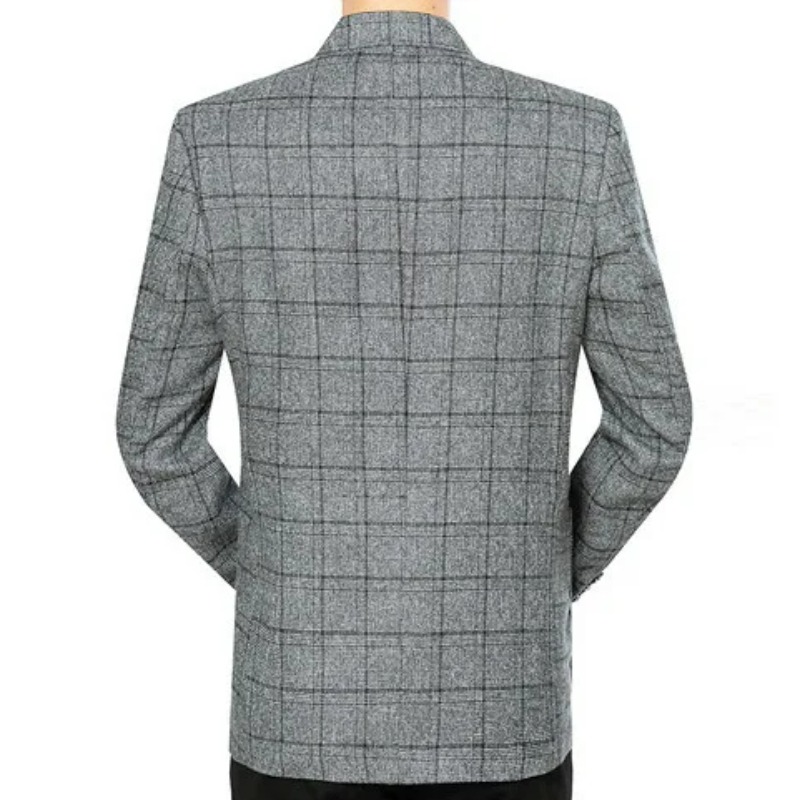 Herrenjacke Frühling Herbst Business Casual Kariert Einreihig Langarm Herrenmantel Bügelfrei Umlegekragen Herren-Blazer