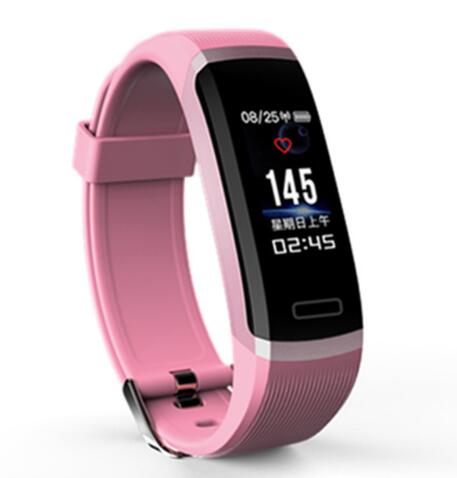Lerbyee Smart Bracelet GT101 real-time Heart Rate Monitor Waterproof Fitness Band Pedometer Call Reminder Activity Tracker Sport: pink