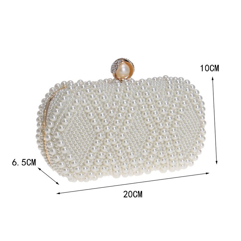 Pearl Clutch Tassen Party Wedding Champagne Portemonnee Vrouwen Witte Kleine Handtassen Elegante Avondtassen Keten Schoudertas FTB331