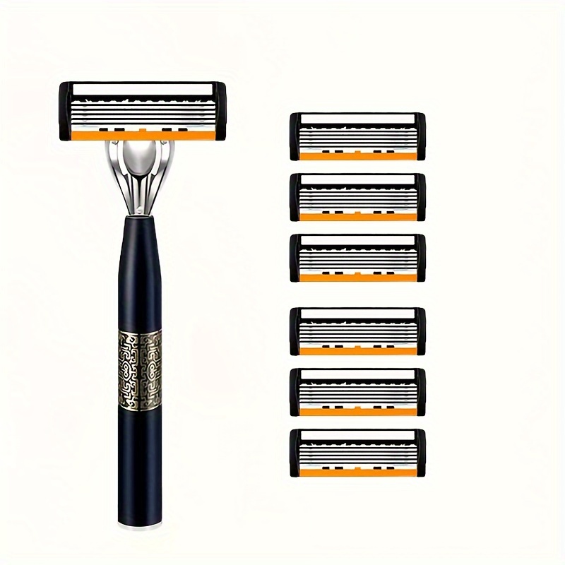 Rasoir classique 6 couches rasoir de sécurité pour hommes rasage et femmes épilation lames de rasage rasoir manuel: Orange