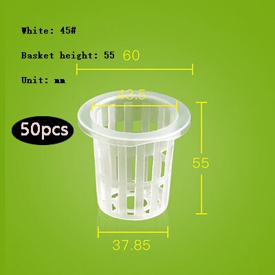 50Pcs Planten Mand Plastic Hydrocultuur Groente Planten Mand Grondloze Teelt Planten Blauw Cup Wortel Fixer: 4555white