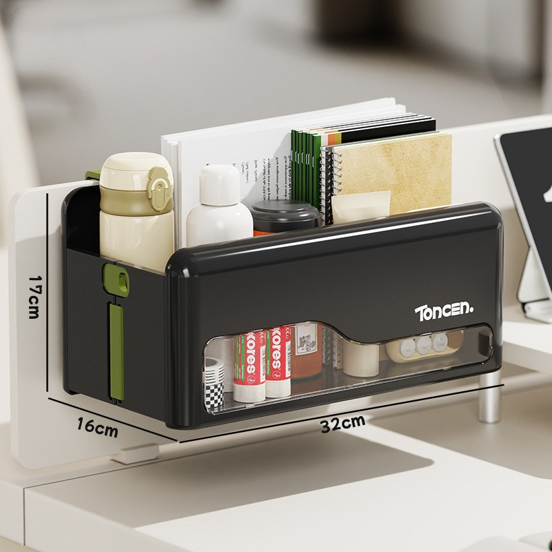 Organizador de escritorio plegable sin taladro para montaje en pared, caja de almacenamiento colgante multicolor para cocina, sala de estar, mesita de noche, gancho de almacenamiento para oficina: green