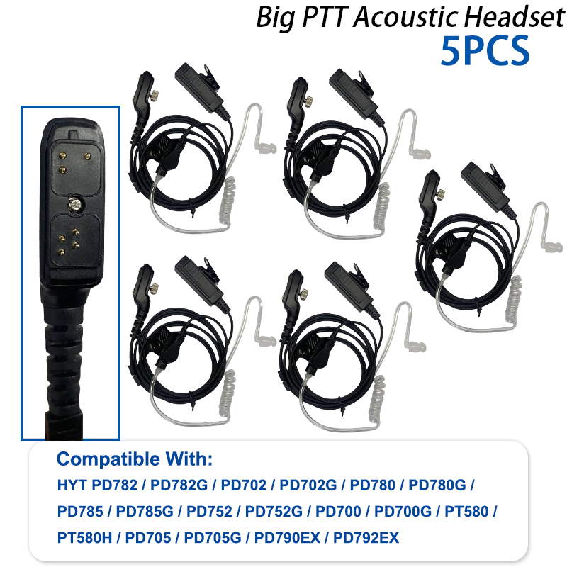 Walkie Talkie Headset Oortelefoon voor HYT PD700 PD700G PD702 PD705G PD752 PD780 PD782 PD785 PD785G PT580H Twee Manier Radio Mic Grote PTT: Woestijn