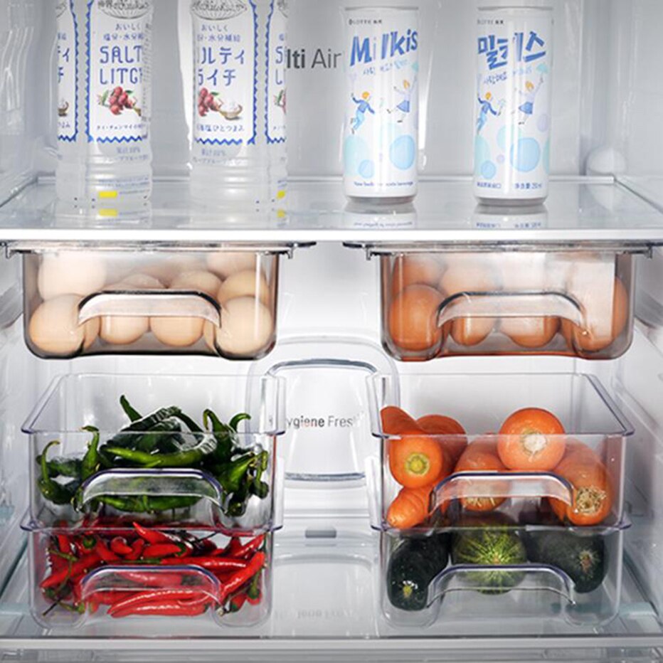 Suction Fridge Organzier Container Food Eggs Storage Rack Movable Hanging Refrigerator Freezer Shelf Pull-out Drawer Rack