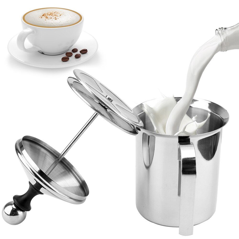 400/800Ml Rvs Koffie Foamer Double Mesh Melk Creamer Handmatige Melkopschuimer Koffie Mixer Melk Werper Keuken gereedschap