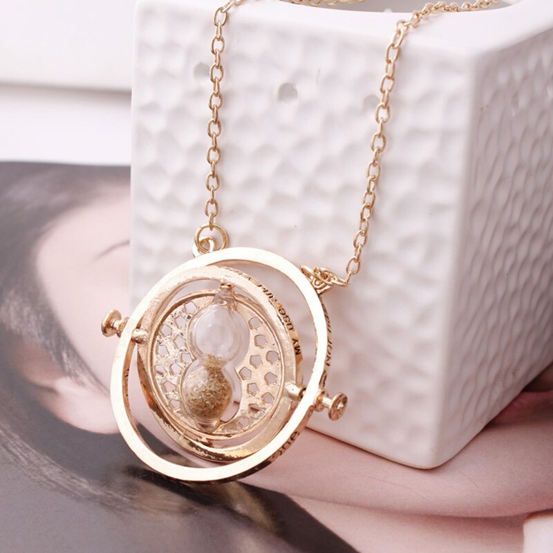 Collar de reloj de arena para mujer, colgante de cadena de oro retro, collares de: champagne