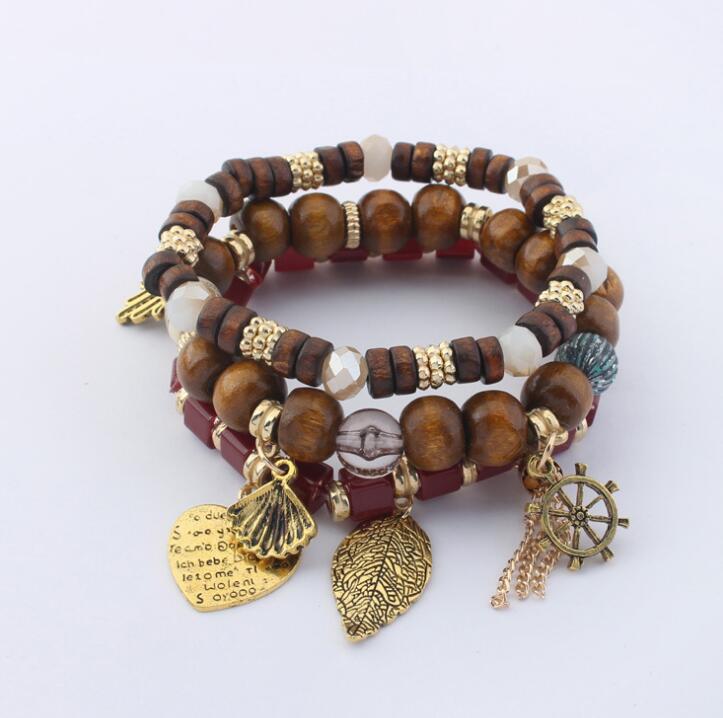 Gedicht Sneeuw Liefdevolle Leaf Multi-Layer Bead Armband: NO 4