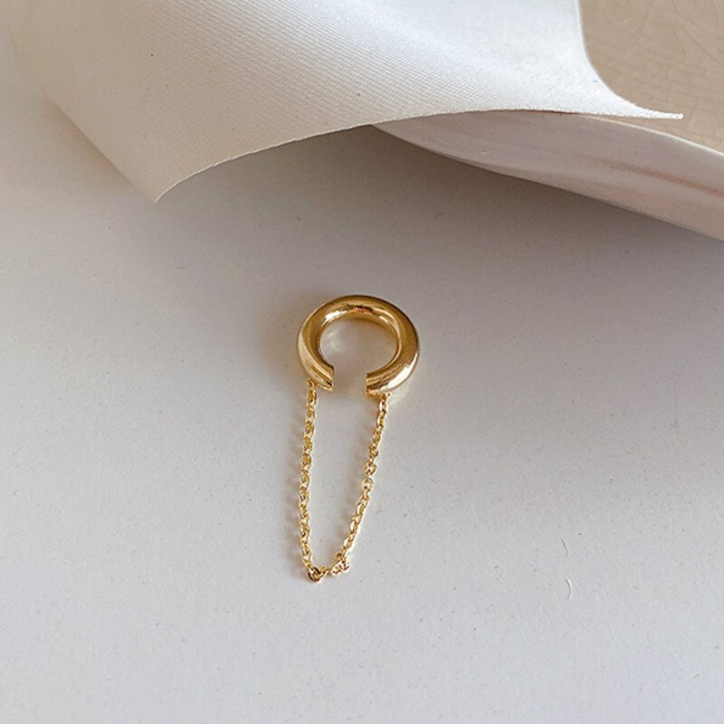 Kpop Chic Lange Keten Kwastje Geometrische Ronde Goud Zilver Kleur Oor Clip Voor Vrouwen Oor Manchet Partij Bruiloft Sieraden