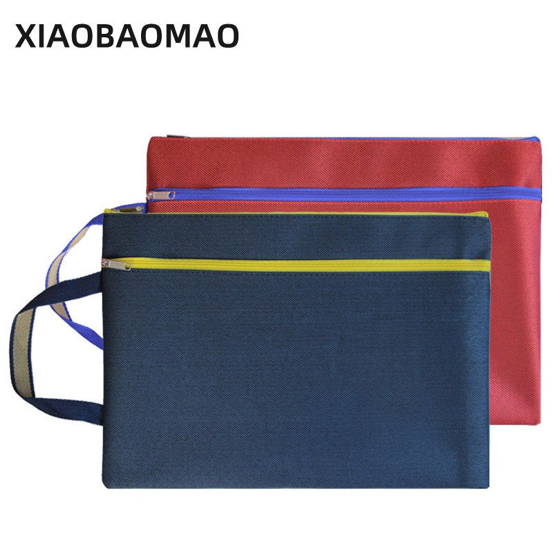 A4 Document File Bag Double-layer Large Capacity Canvas Student Stationery Bag Business Document Organizer Filing Products