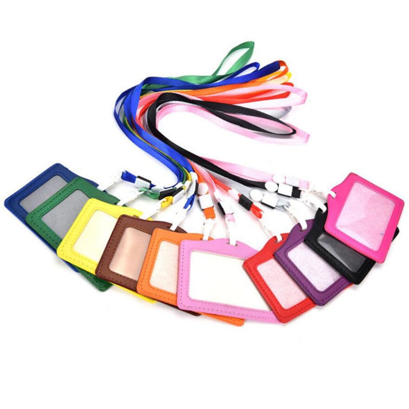 20 pièces sangle de cou lanière fronde ID porte-badge PU porte-cartes de visite certificat Style Horizontal avec lanière école bureau outils
