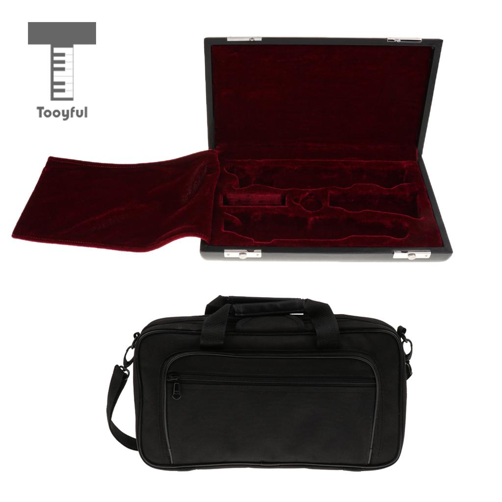 Tooyful draagbare zwarte hobo-draagtas en schoudertas met houten koffer voor houtblaasinstrument accessoire