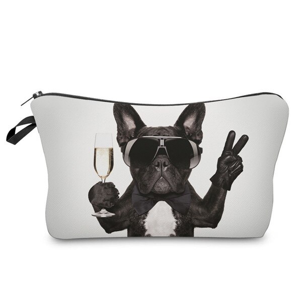 Deanfun Cosmetische Zakken 3D Gedrukt Pug Wit Polyester Necessaries voor Vrouwen Travelling Opslag Make 50905: Default Title
