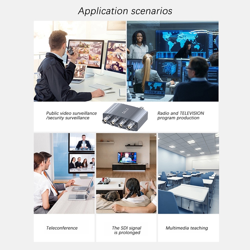 SDI Splitter 1 x 4 Multimedia Splitter SDI 1080P 60Hz Expander 1 to 2 Port Adapter EU Plug