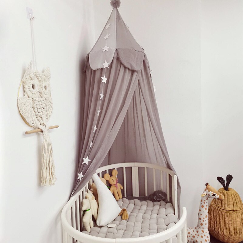 Peuter Babykamer Klamboe Bed Kwekerij Opknoping Kids Tent Luifel Dome Gordijn Crib Netting Ronde Opgehangen Voor Kinderen Bedcover: gray