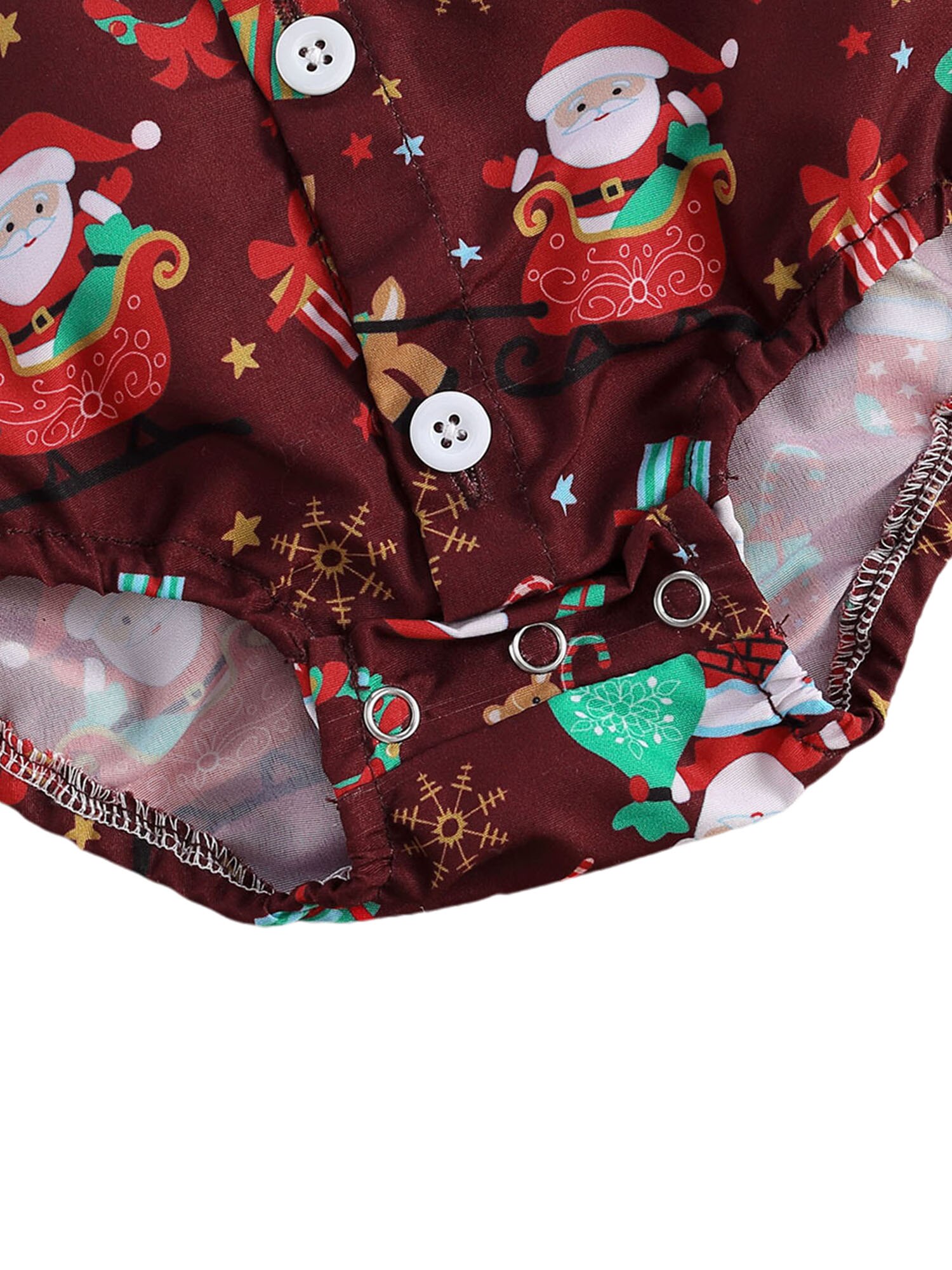 Infant Baby Girls Boys One-Pieces Bodysuits Christmas Santa Print Short Sleeve Bow Tie Gentleman Party Jumpsuits XMAS 0-24M