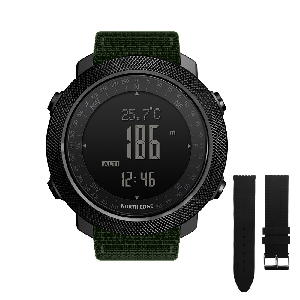 Noord Rand Mannen Sport Horloges Hoogtemeter Barometer Kompas Thermometer Stappenteller Wereldtijd Horloges Digitale Running Wandelen Horloges: APACHE Green-Rubber