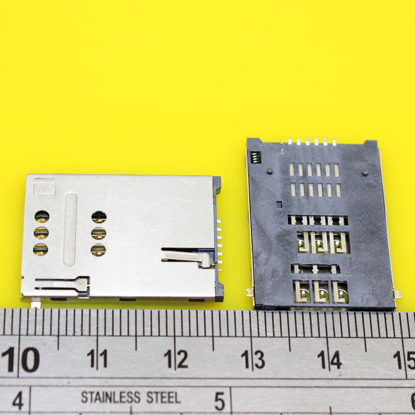 cltgxdd KA-096 Mobile Phone Sim card Slot 6P+1P Self Push sim 7P card socket Holder For Tablet PC Dual shell with column