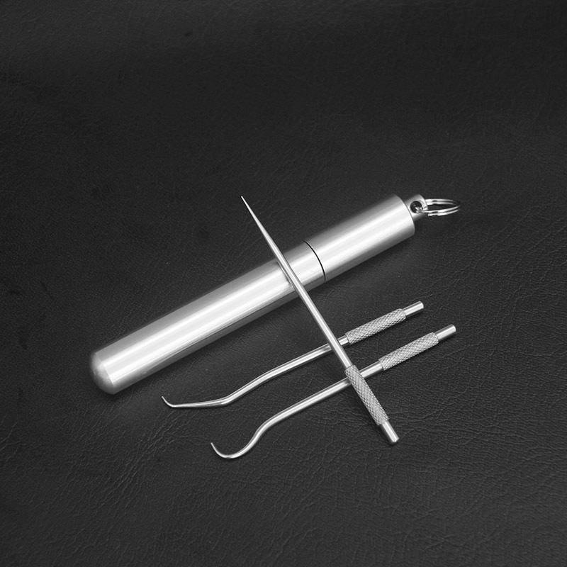 Outdoor Draagbare Titanium Tandenstoker Set Met Case Roest-Weerstand Tooth Pick Holder Gereedschap
