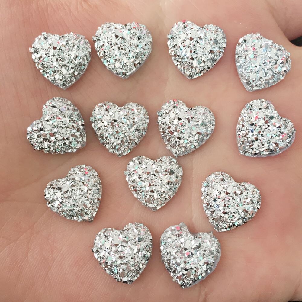 40 Uds resina AB 12mm mineral corazón Flatback diamantes de imitación Scrapbook DIY adornos de boda botones artesanía PD50