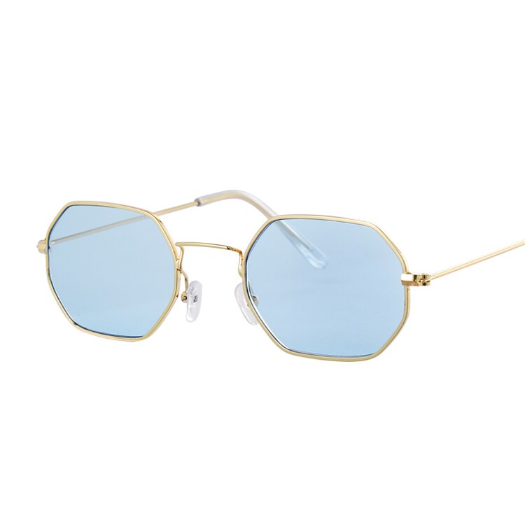 Polygon zonnebrillen dames merk zonnebrillen dames candy kleur legering spiegel street beat winkelen oculos de sol: Goudblauw