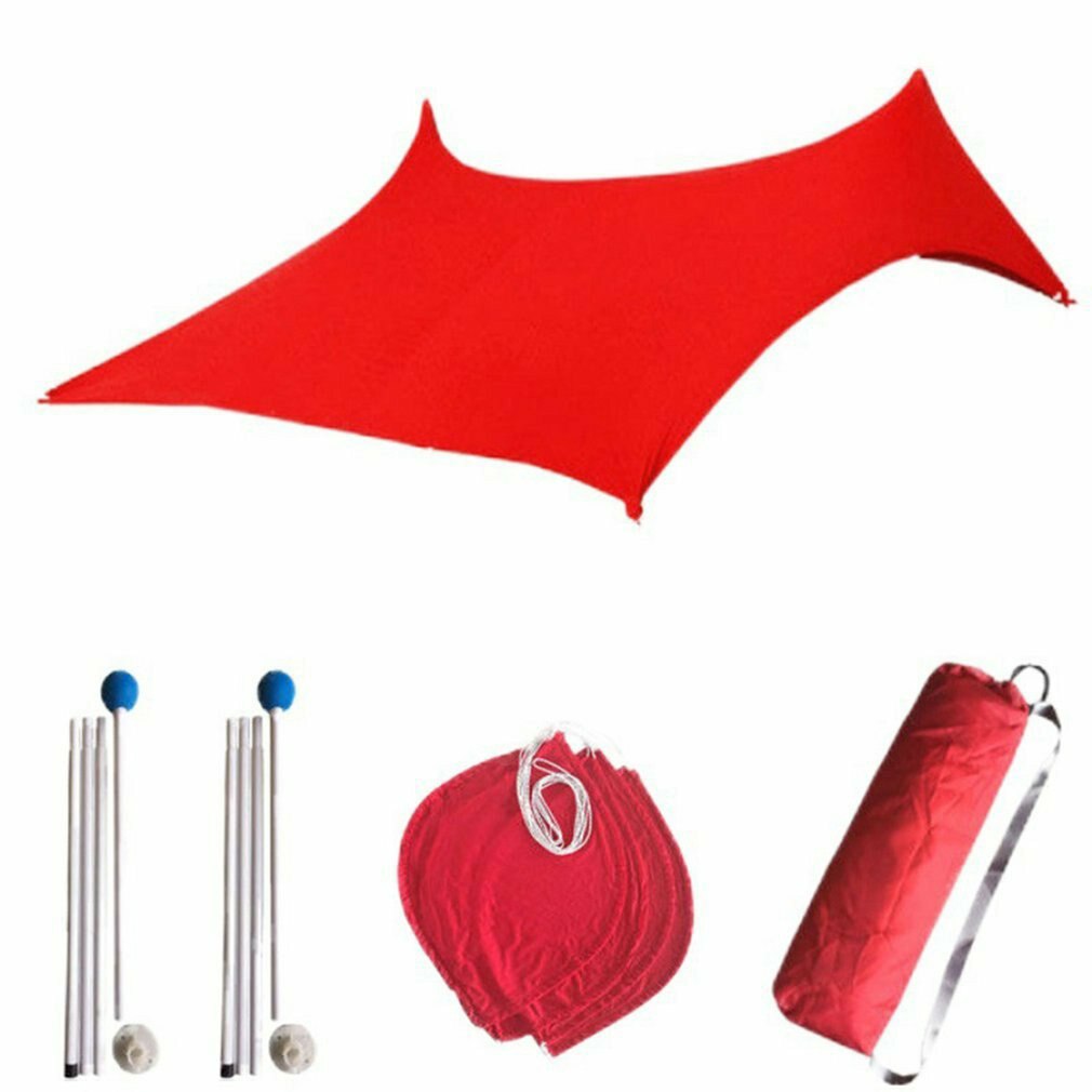 Portátil sol carpa sombra con arena UV Lycra gran familia Canopy para pesca al aire libre playa toldo parasol conjunto: RED