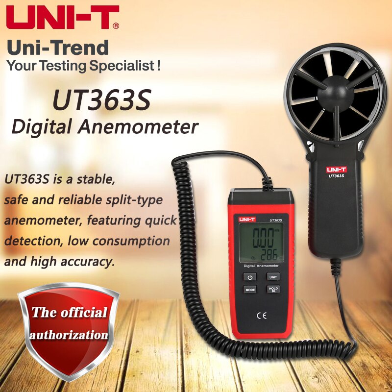 UNI-T UT363S Digitale Anemometer; Industriële Handheld Anemometer, Windsnelheid/Temperatuur Tester