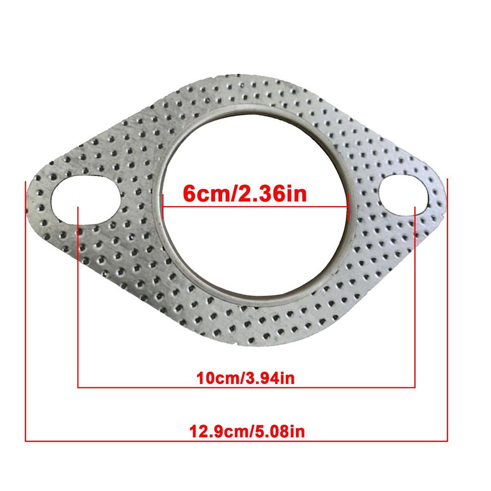 Exhaust Gasket - 10.8x6.3cm - Stainless Steel - High Temp Sealing Pad Replacement for Muffler: black