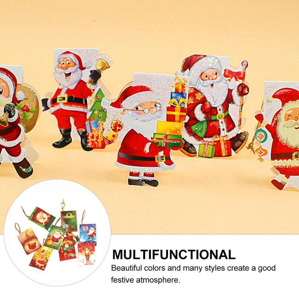 50Pcs Christmas Greeting Cards Mini Cards Wishing Cards Hanging Cards Christmas Party Decoration Random Pattern