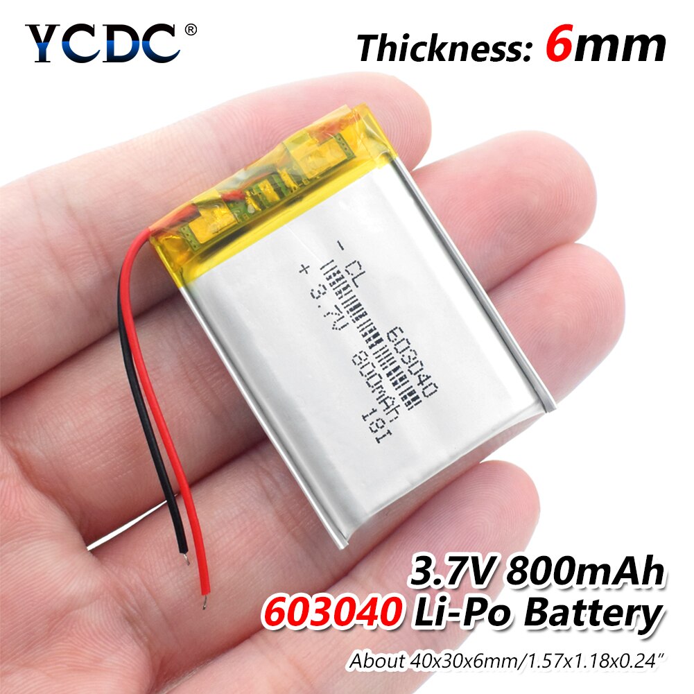 Batteria YCDC Li-Ion Polimero - 800mAh 3.7V Batteria Lipo Ricaricabile con Protezione PCB: 1 pezzo