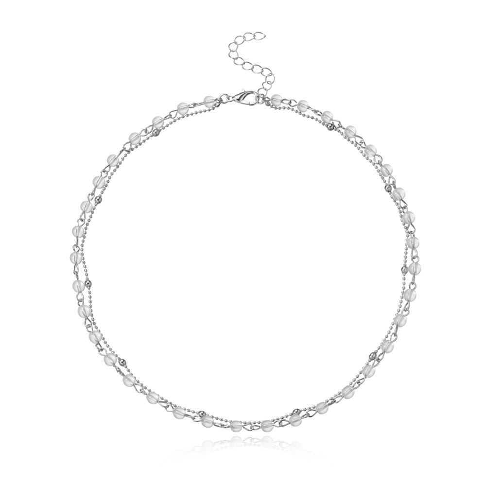 Doppel Schicht Halsband Halskette Für Frauen Schwarz und Weiß Perle Kette Halskette Collier Femme Schmuck