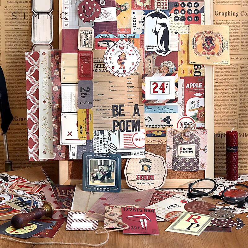 årgang matenial pakke materiale papir søppel journalplanlegger scrapbooking årgang dekorativ diy håndverk bakgrunnspapir