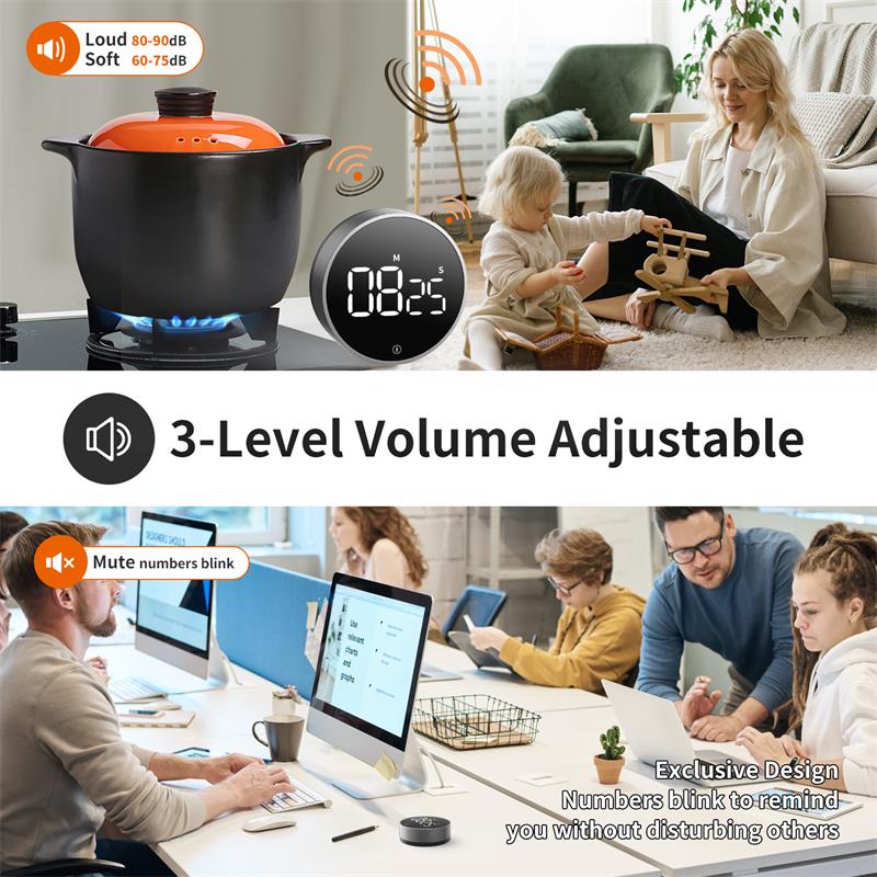 Vocoo LED Digital Timer Magnetic Kitchen Timer Digital Timer Manual Countdown Mechanical Cooking Timer Cooking Shower Stopwatch