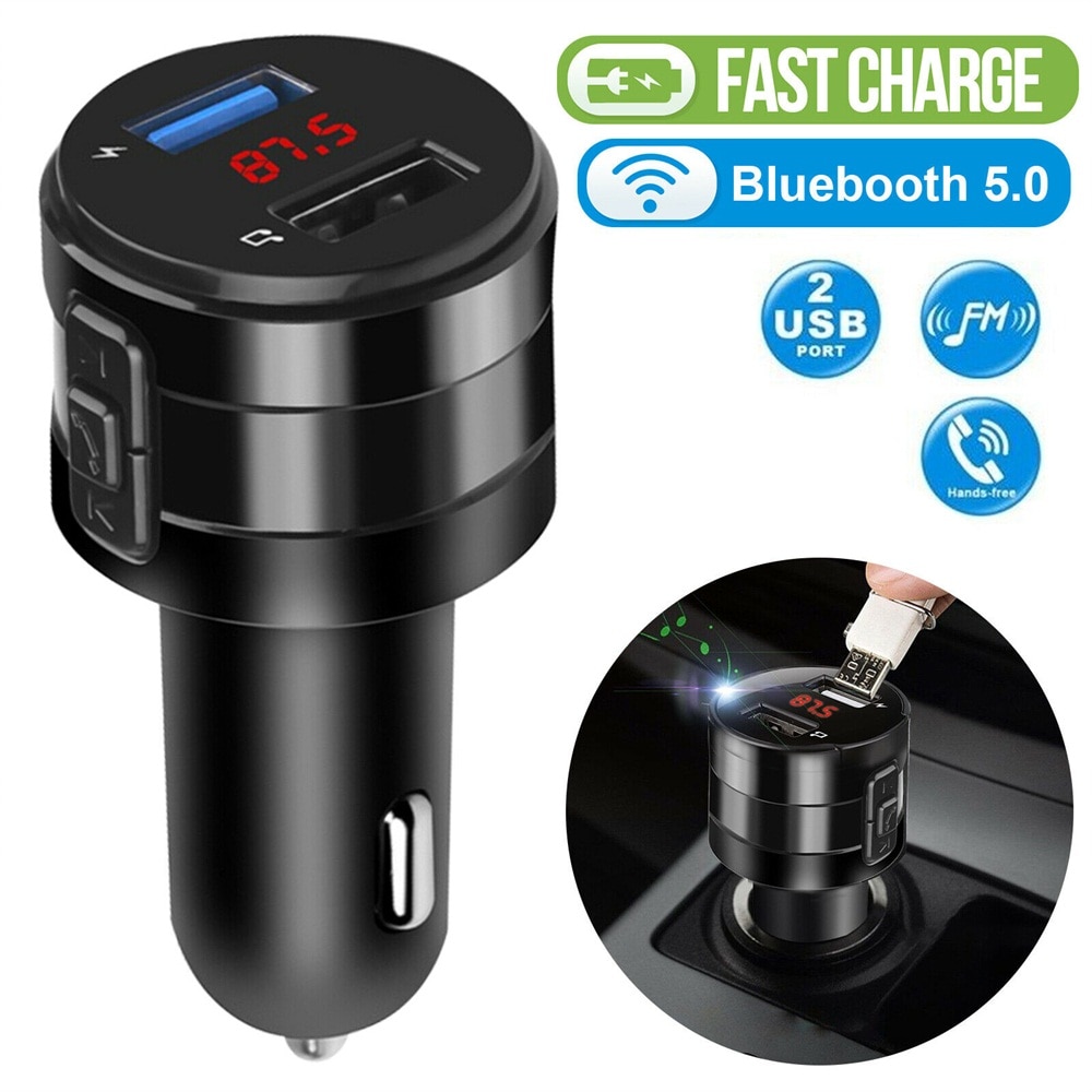 Wireless Bluetooth Car FM Transmitter MP3 Stereo Music Player AUX Radio Adapter Dual USB Charger Handsfree Car Kit