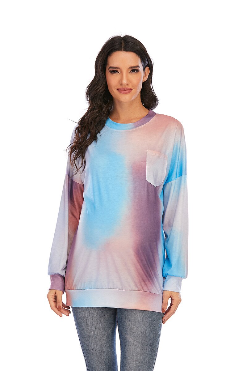 Mutterschaft Kleid T-Shirt Rundhals Druck Mutterschaft Homewear Kleidung Schwangere Frauen Top Mutterschaft Shirts