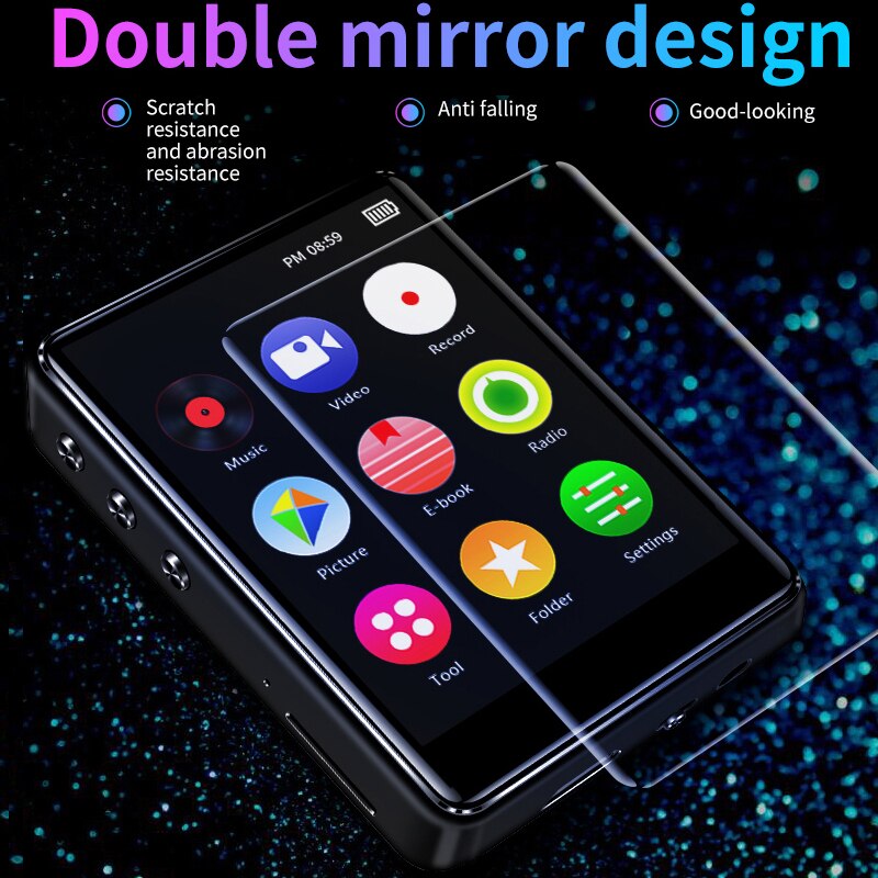 ICEICE MP4 Player Bluetooth with Built-in Speaker 2.4 inch Full Touch Screen FM Radio Recording E-book Music Video Player MP 4