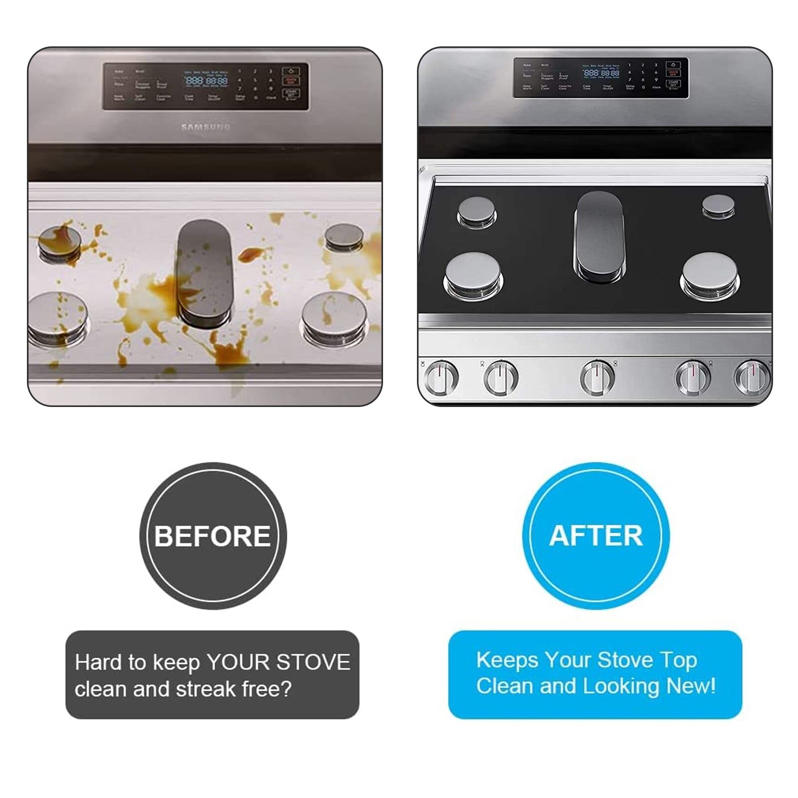 Reusable Gas Range Protectors for Samsung Non Stick Stove Top Cover Heat Resistant Fast Cleaning Washable Burner Liner
