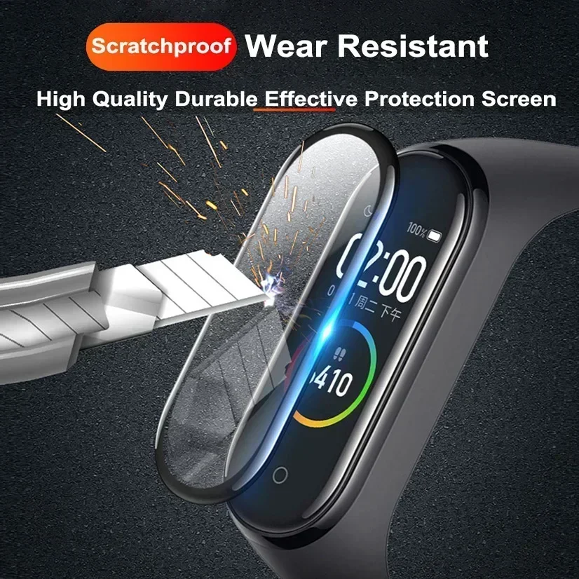 3D Curved Screen Protector for Xiaomi Mi Band 8 7 6 5 4 Waterproof Soft HD Full Coverage Protective Film for Miband 4 5 6 7 8