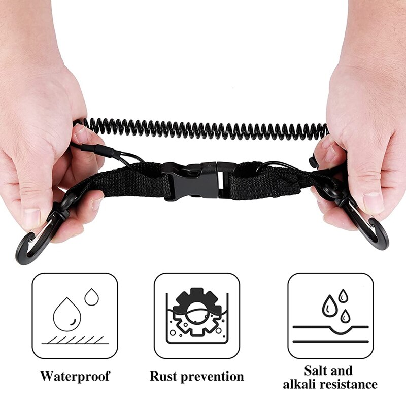 2 stück taucher-lanyards, stahlfeder-lanyards, kamera-lanyards mit schnellverschluss und tauchclips
