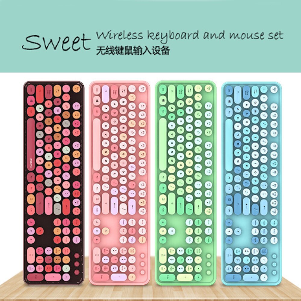 Kit clavier et souris sans fil multicolores 2 en 1, 1600DPI, émetteur-récepteur de signal USB étanche, adapté aux jeux et ordinateurs portables de bureau à domicile