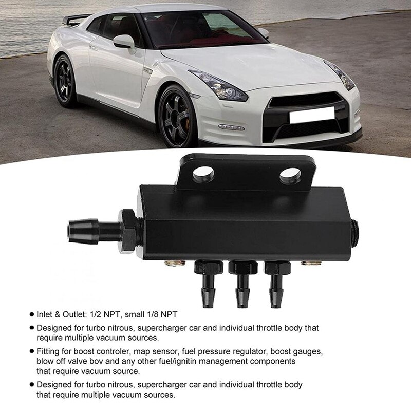 Vacuum Manifold, 5 Port Car Vacuum Block Intake Manifold Fuel Gas Wastegate Turbo Boost