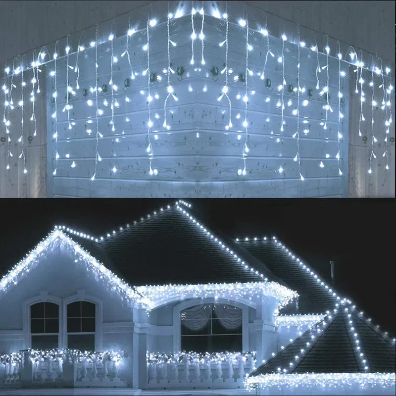 4M x 0.6M rideau LED guirlande de glaçons prise ue guirlande de noël lumière tombante mariage jardin rue éclairage décoratif extérieur