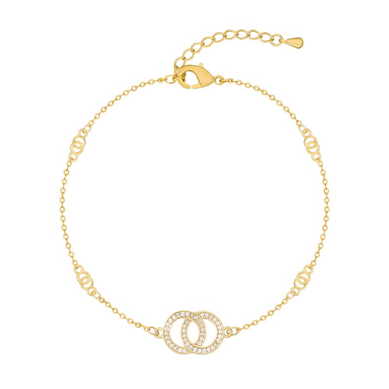 Weimanjingdian Aankomst Dubbele Cirkel Zirconia Cz Crystal Charm Enkelband In Goud Of Rhodium Plated: Champagne Gold