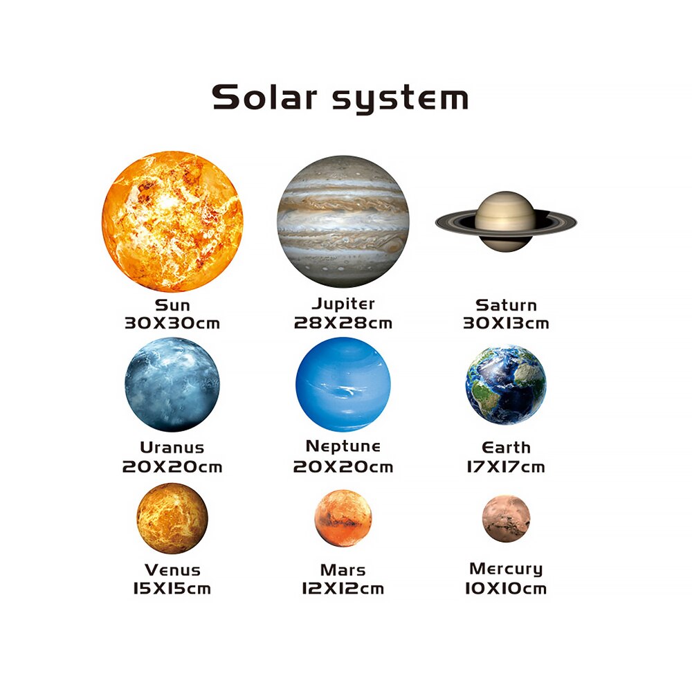 Solar System Planets Wall Stickers for Kids Room Living Room Home Decoration Wall Decal Home Decor Baby Nursery Wall Decoration