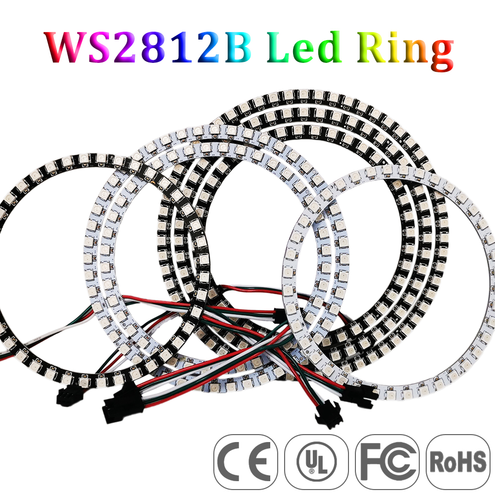 DC5V WS2812B DIY anillo Led direccionable individualmente WS2812 IC incorporado 5050 RGB módulos redondos círculo Arduino luz 8 a 148 píxeles