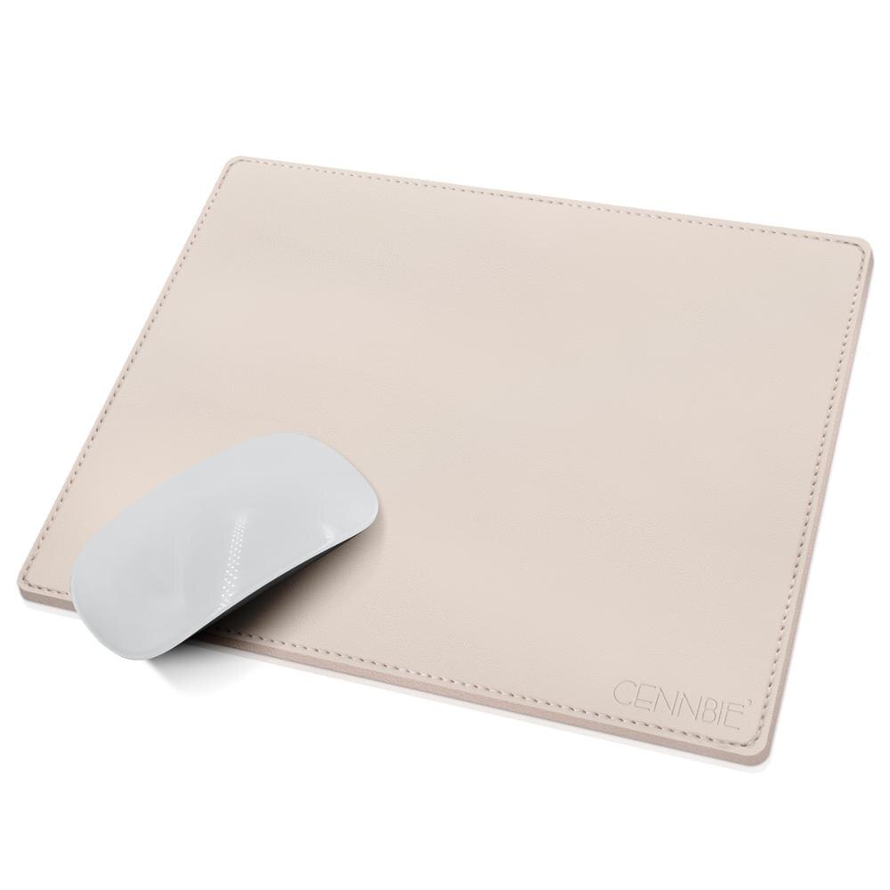 CENNBIE PU Leather Mouse Pad Water Proof Non-slip Base with Stitched Edges 10"x8" -BROWN: Beige white