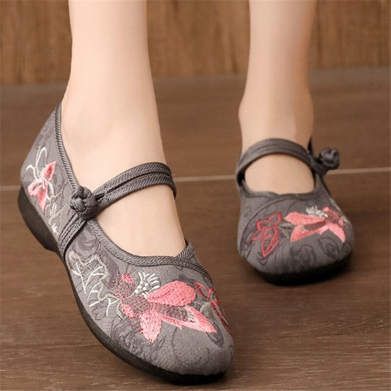 THEAGRANT Style ethnique chaussures femme printemps automne chaussures décontractées Mary Janes doux brodé chinois chaussures plates traditionnelles WFS3076